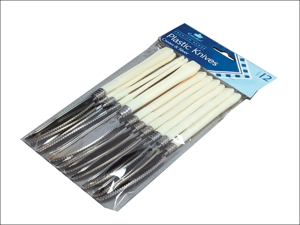 Essential Plastic Cutlery Plastic Knives Cream + Silver x 12 PLK12CH