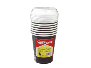 Essential Disposable Cups Hot Cups + lids 8oz x 8 VCHL08