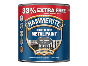 Hammerite Metal Smooth Paint Direct To Metal Smooth Black 750ml + 33%
