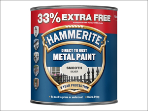 Hammerite Metal Smooth Paint Direct To Metal Smooth Silver 750ml + 33%