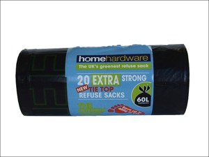 Home Label Bin Liner Green Extra Strong Tie Refuse x 20