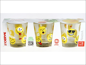 Cerve Mixer/ Whisky Glass Emoticon Water Tumblers x 3 M68350